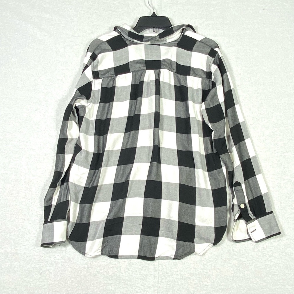 Levis Boyfriend Flannel Shirt Women's L Black White Plaid Button Up Casual Top - Picture 9 of 16